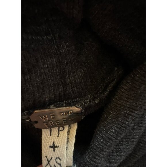 Free People We The Free Charcoal Split Back Turtleneck Sweater Size XS - Picture 3 of 7